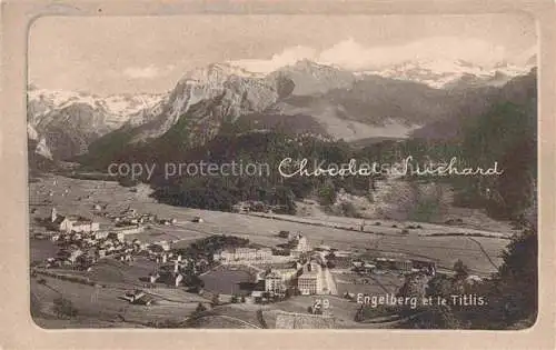 AK / Ansichtskarte  Engelberg  OW Panorama Blick gegen Titlis Werbung Chocolat Suchard