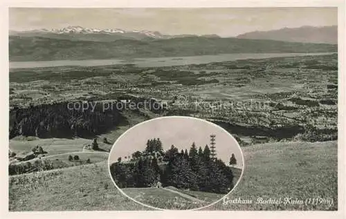 AK / Ansichtskarte  Bachtel-Kulm Bachtelkulm 1110m ZH Panorama Blick auf Zuerichsee und die Alpen Gasthaus Bachtel-Kulm