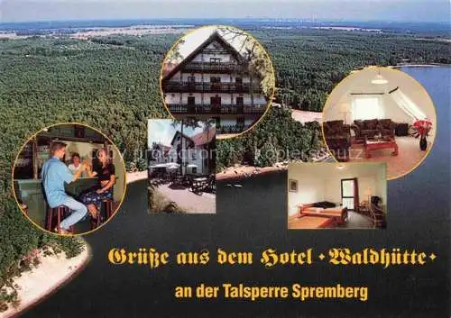 AK / Ansichtskarte  Spremberg Niederlausitz Grodk Brandenburg Hotel Waldhuette an der Talsperre Spremberg Luftaufnahme