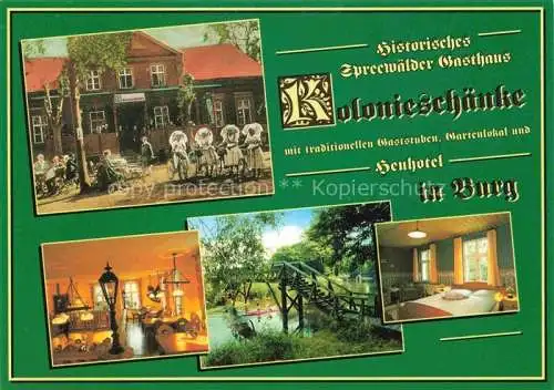 AK / Ansichtskarte  Burg Spreewald Brandenburg Historisches Spreewaelder Gasthaus Kolonieschaenke Gaststube Wasserstrasse