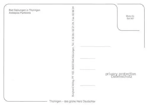 AK / Ansichtskarte  Bad Salzungen Asklepios Parkklinik Park