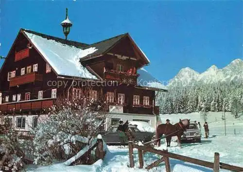 AK / Ansichtskarte  Ramsau Dachstein Steiermark AT Gasthof Pension Stocker Pferdeschlitten Winterlandschaft