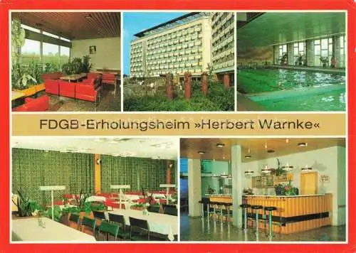 AK / Ansichtskarte  Klink Waren FDGB-Erholungsheim Herbert Warnke Empfangshalle Schwimmhalle Restaurant Bar