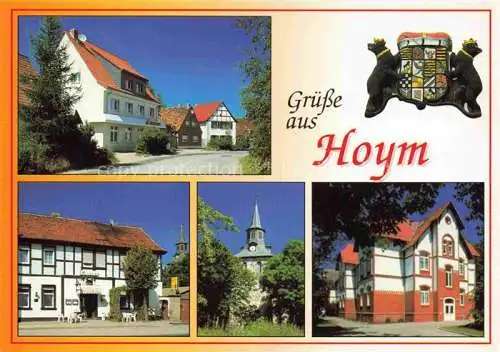 AK / Ansichtskarte  Hoym Sparkasse Wappen des Hauses Anhalt Bernburg Dessau Raststaette Schwarzer Baer Dorfkirche Schloss Haus Ahorn