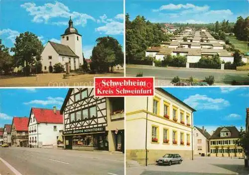 AK / Ansichtskarte  Schwebheim Unterfranken Kirche Motive Ortszentraum Wohnsiedlung Bungalows