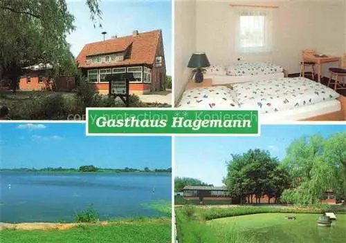 AK / Ansichtskarte  Hollenbek Gasthaus Hagemann Gremdenzimmer Uferpartie am Wasser Naturpark Lauenburgische Seen