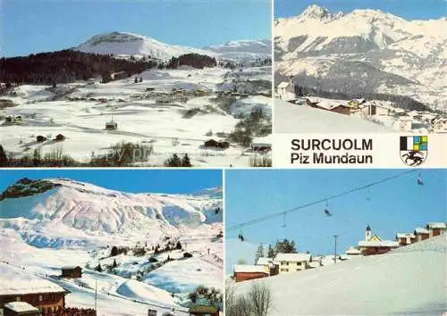 AK / Ansichtskarte  Surcuolm Panorama Skigebiet Piz Mundaun