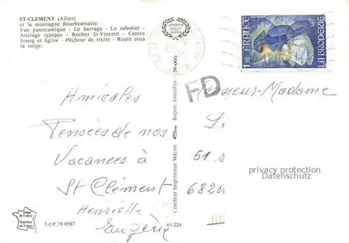 AK / Ansichtskarte  St-Clement Allier et la montagne Bourbonnaise Barrage Sabotier Attelage typique Rocher St. Vincent Centre bourg Eglise Pêcheur de truite