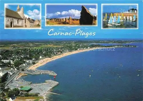 AK / Ansichtskarte  Carnac 56 Morbihan Chapelle Saint Colomban les menhirs base nautique grande plage vue aérienne