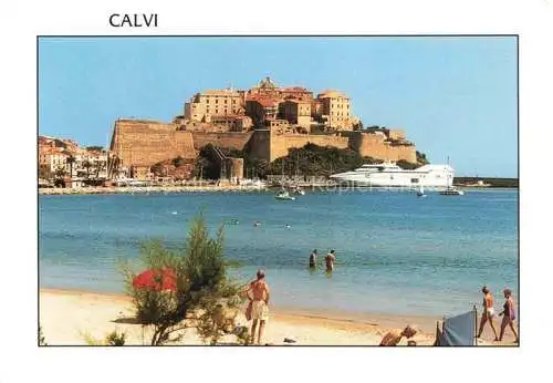 AK / Ansichtskarte  Calvi 2B Haute-Corse Partie am Strand Blick zur Citadelle