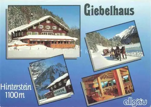 AK / Ansichtskarte  Hinterstein Bad Hindelang Berggasthaus Giebelhaus Restaurant Pferdeschlitten Winterlandschaft