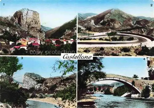 AK / Ansichtskarte  Castellane 04 Alpes-de-Haute-Provence Vue générale Lacets du col des Lecques Roc Le Verdon Pont Napoléon