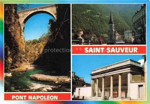 AK / Ansichtskarte  Luz-Saint-Sauveur Hautes Pyrenees Pont Napoléon Eglise et les Thermes