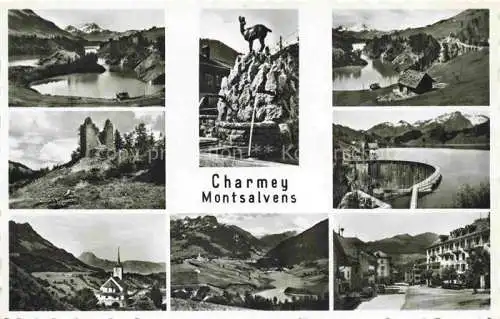 AK / Ansichtskarte  Montsalvens Chatel-sur-Montsalvens FR Panorama Brunnen Ortsmotiv Bergsee Staumauer