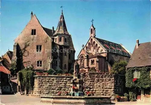 AK / Ansichtskarte  Eguisheim Egisheim 68 Haut Rhin Fontaine Maison natale du pape St. Léon IX