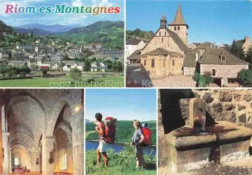 AK / Ansichtskarte  Riom-es-Montagnes 15 Cantal Vue générale Chevet et nef de l'église St. Georges Fontaine