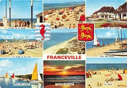 AK / Ansichtskarte  Franceville Merville-Franceville-Plage Caen 14 Calvados Plage Ports des yachts coucher de soleil Place vue aérienne