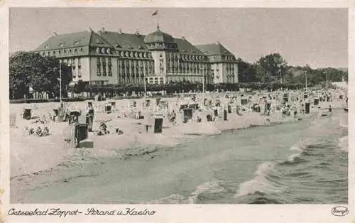 AK / Ansichtskarte  Zoppot Sopot PL Ostseebad Strand und Kasino Feldpost