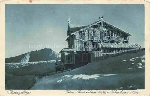 AK / Ansichtskarte  Prinz-Heinrich-Baude Riesengebirge PL Bergbaude mit Blick zur Schneekoppe Winterlandschaft