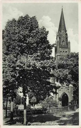 AK / Ansichtskarte  Roebel  Mueritz Mecklenburg-Vorpommern Marienkirche mit Kriegerdenkmal