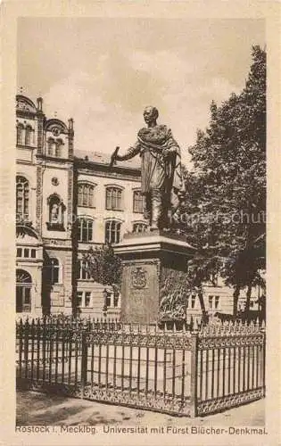 AK / Ansichtskarte  ROSTOCK Universitaet mit Fuerst Bluecher-Denkmal