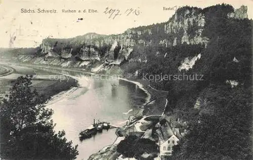 AK / Ansichtskarte  Rathen Saechsische Schweiz Panorama Blick ins Elbetal und Bastei Elbsandsteingebirge