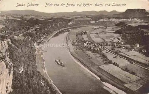 AK / Ansichtskarte  Rathen Saechsische Schweiz Panorama Blick von der Bastei auf Elbtal und Lilienstein Elbsandsteingebirge