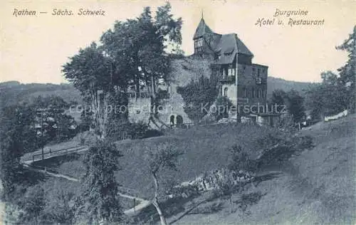 AK / Ansichtskarte  Rathen Saechsische Schweiz Burgruine Hotel und Restaurant