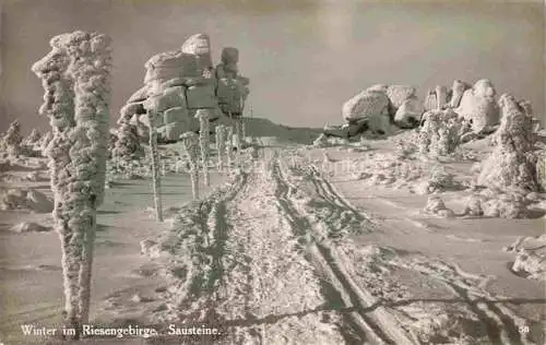 AK / Ansichtskarte  Schreiberhau Szklarska Poreba Riesengebirge PL Sausteine Winter im Riesengebirge