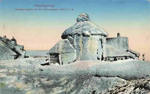 AK / Ansichtskarte  Schneekoppe Snezka CZ Vereiste Kapelle auf der Schneekoppe Winter im Riesengebirge