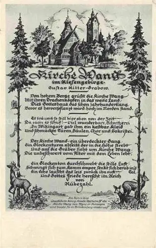 AK / Ansichtskarte  Wang  Kirche Wang Brueckenberg Karpacz Gorny PL Kirche Wang im Riesengebirge Gedicht Gustav Ritter-Grabow Kuenstlerkarte