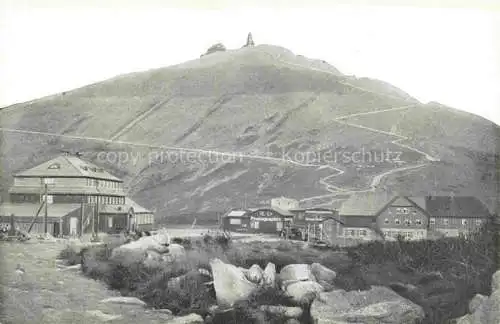 AK / Ansichtskarte  Schneekoppe Snezka CZ mit Schlesierhaus und Riesenbaude Bergbauden im Riesengebirge