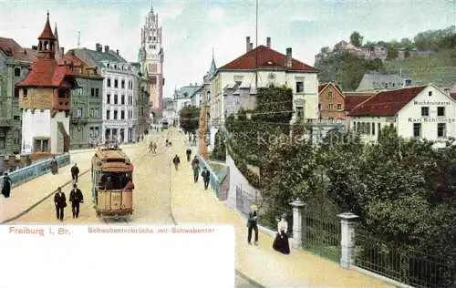 AK / Ansichtskarte  Strassenbahn Tramway-- Freiburg i. Br. Schwabentorbruecke 