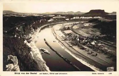 AK / Ansichtskarte  Foto Seidel M. Schmilka Nr. 190 Blick von der Bastei Rathen Lichtenstein