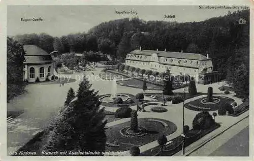 AK / Ansichtskarte  Bad Kudowa Kudowa-Zdroj Niederschlesien PL Kurpark mit Aussichtslaube und Schloss