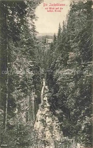 AK / Ansichtskarte  Szklarska Poreba Schreiberhau Riesengebirge PL Zackelklamm mit Blick auf die katholische Kirche