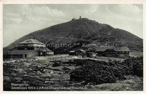 AK / Ansichtskarte  Schneekoppe Snezka CZ mit Schlesierhaus und Riesenbaude im Riesengebirge