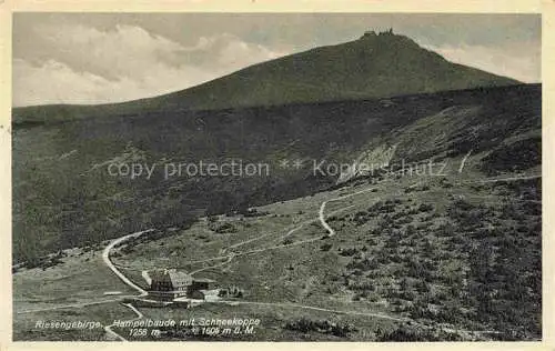 AK / Ansichtskarte  Karpacz Krummhuebel Riesengebirge PL Panorama Hampelbaude mit Schneekoppe