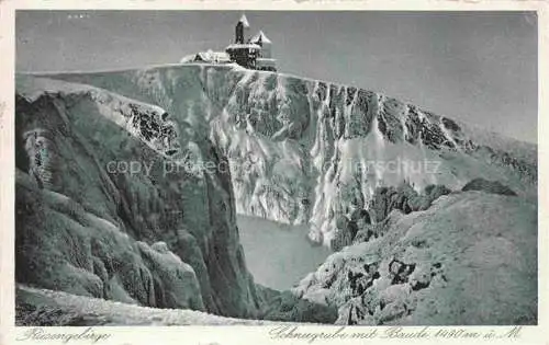 AK / Ansichtskarte  Schneegrube Schneegruben Sniezne Kotly PL Schneegrube mit Baude Winterlandschaft im Riesengebirge