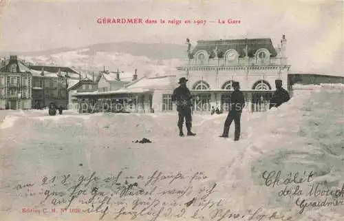 AK / Ansichtskarte  Gerardmer 88 Vosges dans la neige en 1907 La Gare