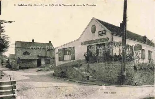 AK / Ansichtskarte  Labbeville Pontoise 95 Val-d Oise Cafe de la Terrasse et route de Pontoise