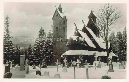 AK / Ansichtskarte  Wang  Kirche Wang Brueckenberg Karpacz Gorny PL Kirche Wang mit Blick gegen Koppen Winterlandschaft