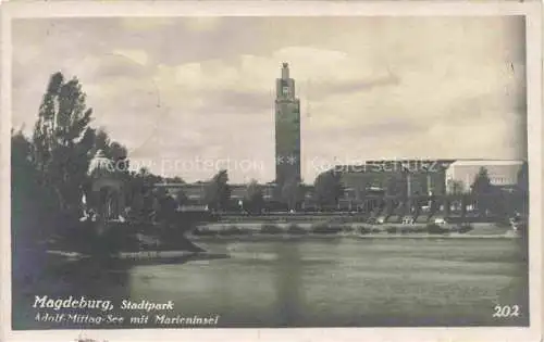 AK / Ansichtskarte  MAGDEBURG Stadtpark Adolf-Mittag-See mit Marieninsel