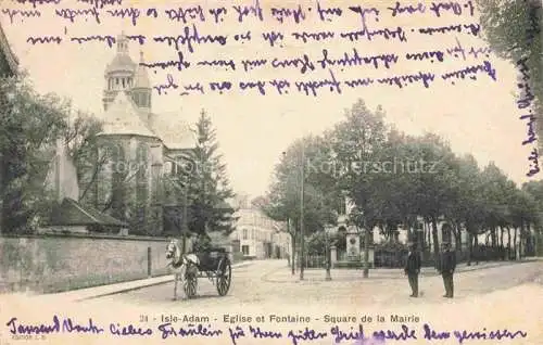 AK / Ansichtskarte  Isle-Adam Pontoise 95 Val-d Oise Eglise et Fontaine Square de la Mairie