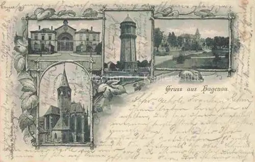 AK / Ansichtskarte  Hagenau Elsass Haguenau Alsace 67 Bas-Rhin Kirche Schule Turm Panorama