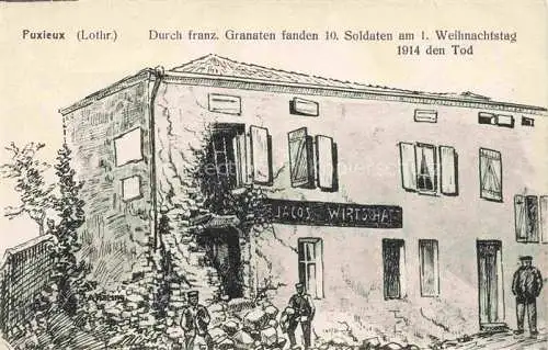 AK / Ansichtskarte  Puxieux Lothringen Briey 54 Meurthe-et-Moselle Durch franz Granaten fanden 10 Soldaten am 1. Weihnachtstag 1914 den Tod