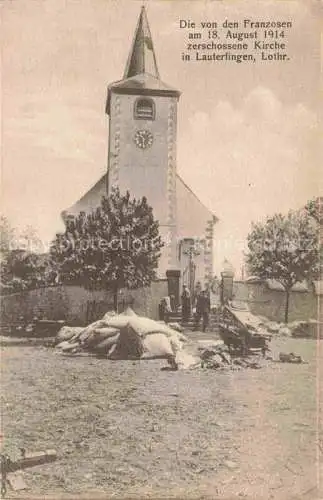 AK / Ansichtskarte  Lauterfingen Loudrefing Chateau-Salins 57 Moselle Zerschossene Kirche im Aug 1914