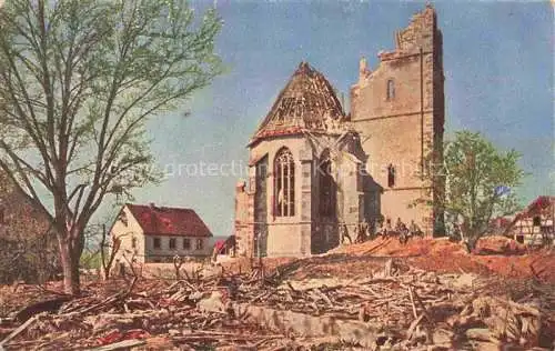 AK / Ansichtskarte  Ammerzweiler Ammerzwiller 68 Haut-Rhin Zerstoerte Kirche in WK1