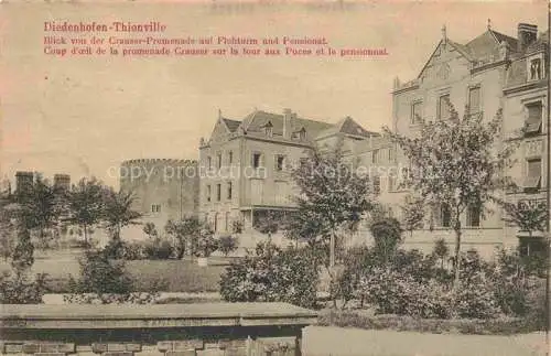 AK / Ansichtskarte  Diedenhofen Thionville 57 Moselle Blick von der Crauser Promenade auf Flohturm und Pensionat