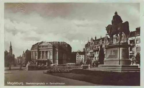 AK / Ansichtskarte  MAGDEBURG Staatsbuergerplatz mit Zentraltheater Denkmal